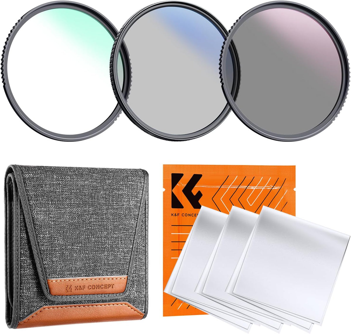 K&F Concept 67mm UV CPL ND lens filter kit front view