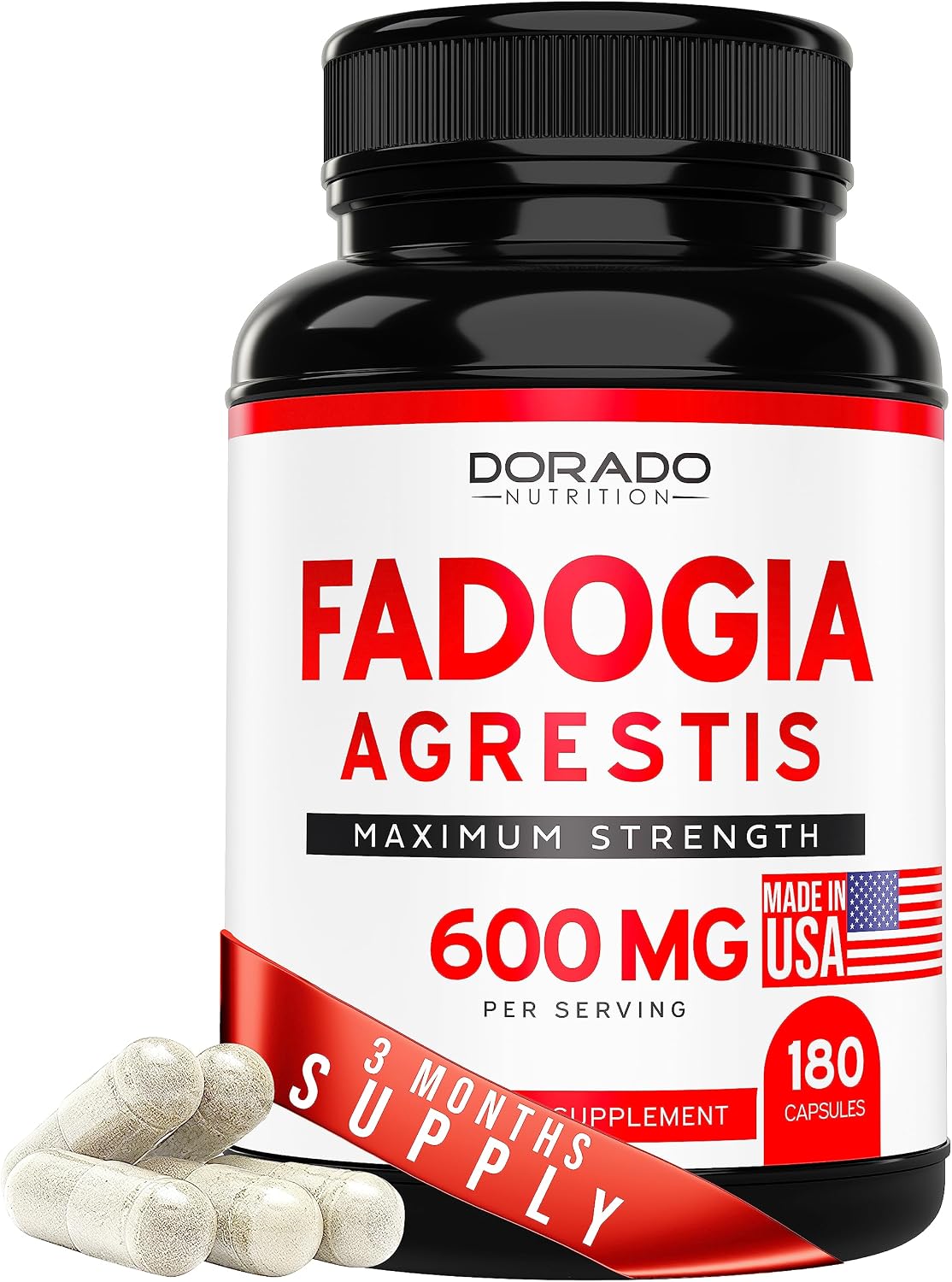 Dorado Nutrition Fadogia Agrestis supplement bottle label details