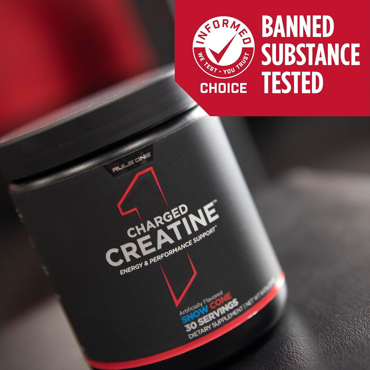Rule 1 Charged Creatine 30 servings container back view