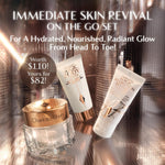 Charlotte Tilbury travel size skincare kit showing toner serum and cream