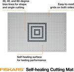 Fiskars 24" x 36" Self Healing Cutting Mat, Extra Large Double-Sided Grid | Quilting, Sewing & Craft Cutting Board, with 30 45 60 Degree Bias Lines for Fabric Paper and DIY Projects - Image 10