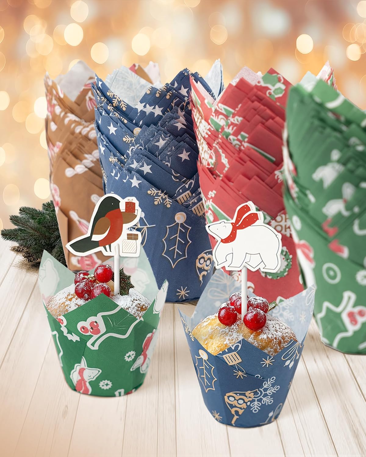 Bake Choice greaseproof parchment paper tulip liners in multiple colors