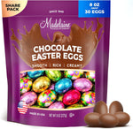 The Madelaine Chocolate Company premium milk chocolate Easter eggs front packaging view displaying colorful foiled mini candies.