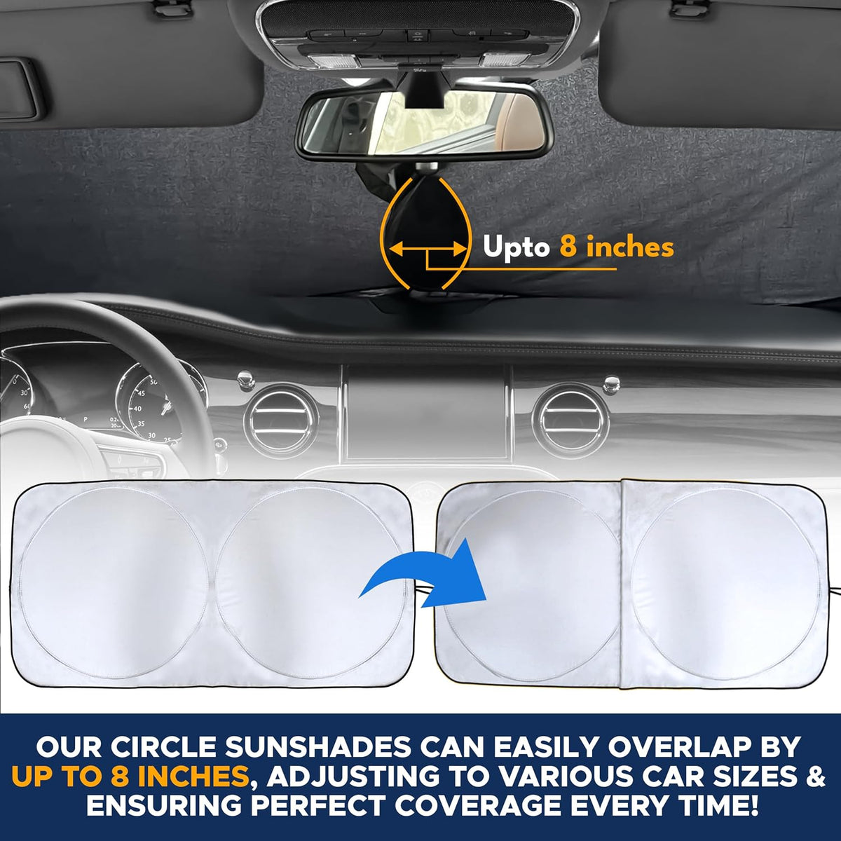 EcoNour car windshield sunshade fitted on sedan interior