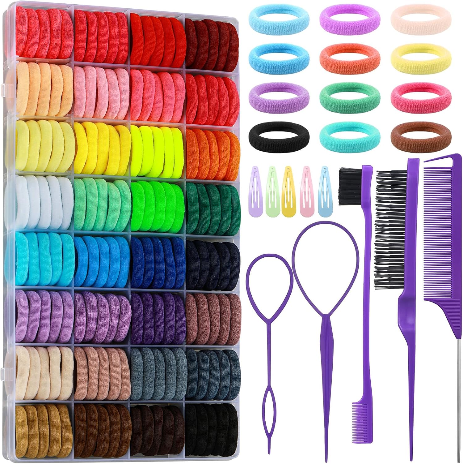 Auroray cotton toddler hair ties with 320 pieces and organizer