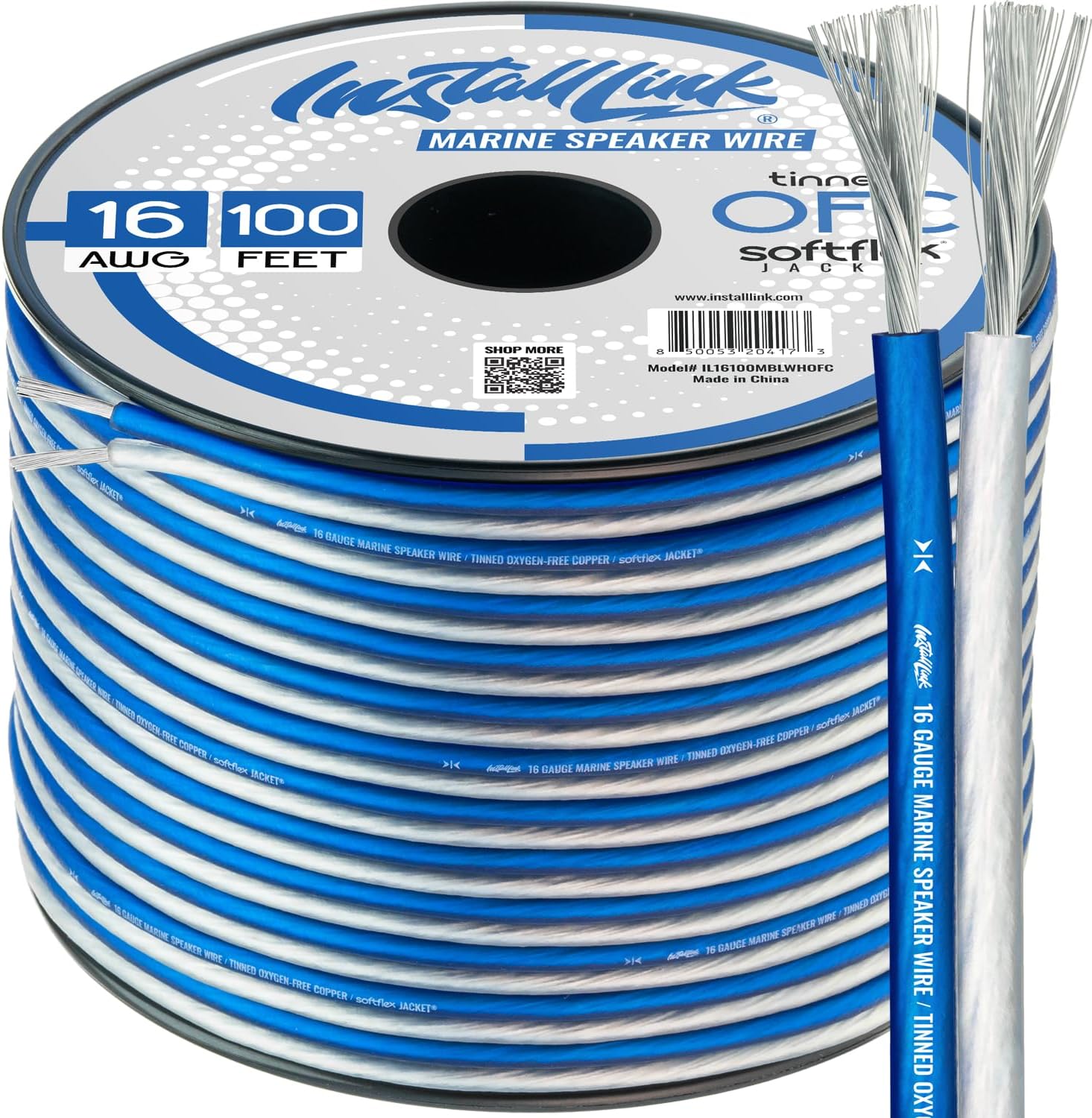 Install Link 16 AWG marine speaker wire roll front view