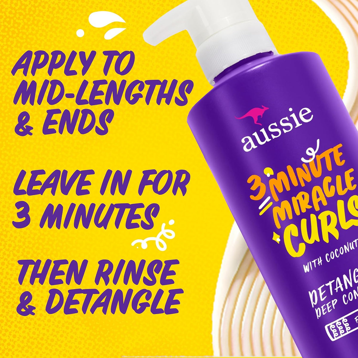 Aussie 3 Minute Miracle Curls pump bottle side angle
