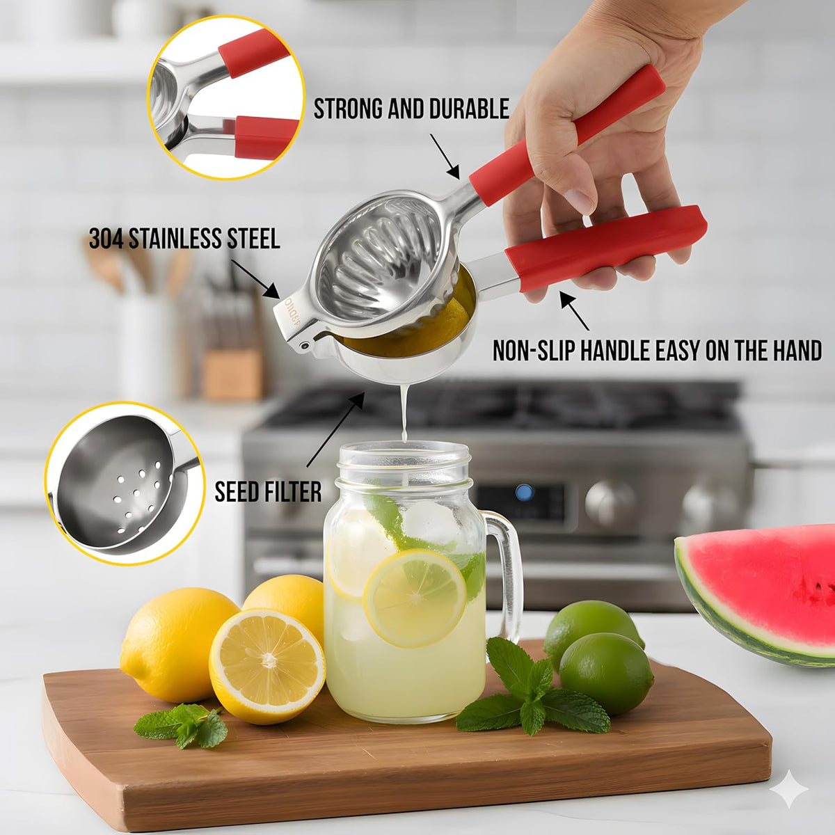 43DNG lemon squeezer non-slip handle detail