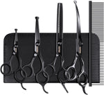 Dog Grooming Scissors with Safety Round Tips Stainless Steel Professional Dog Grooming Kit - Thinning, Curved Scissors and Comb for Cat Pet (Pink 4 in 1) - Image 10