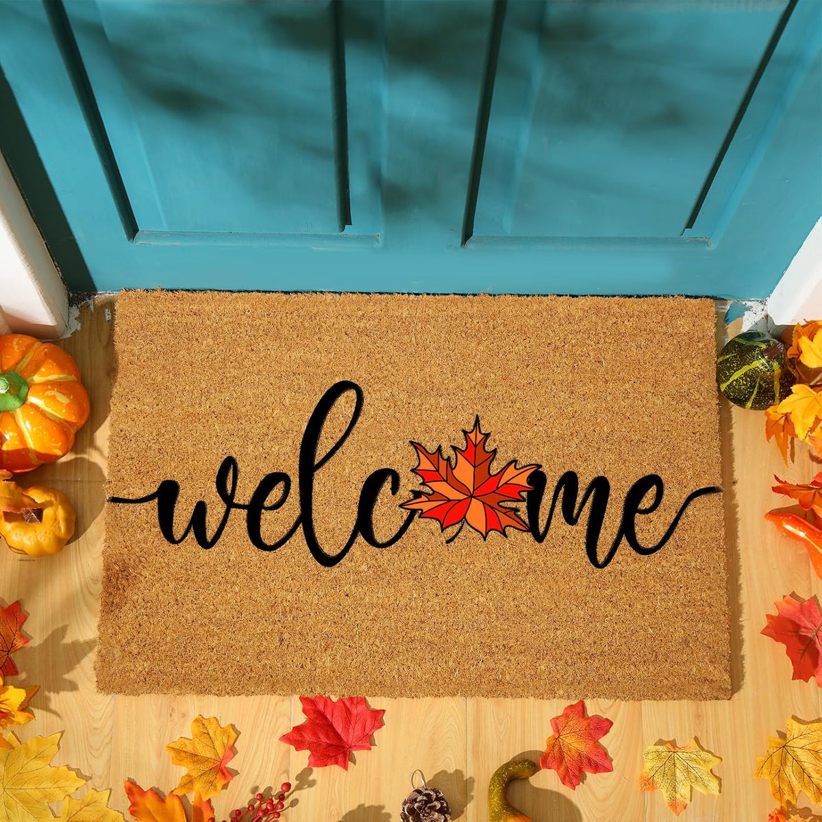 Ceenna pumpkin pattern welcoming doormat full display