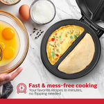 Holstein Housewares Stainless Steel 2 Section Omelet & Frittata Maker, Non Stick Coating, Easy To Clean, Indicator Lights, Compact Storage, Prepare Versatile Recipes in Minutes. 2 Portions, Black - Image 2
