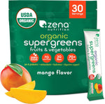 Zena Nutrition Organic Super Greens Powder Mango box front view
