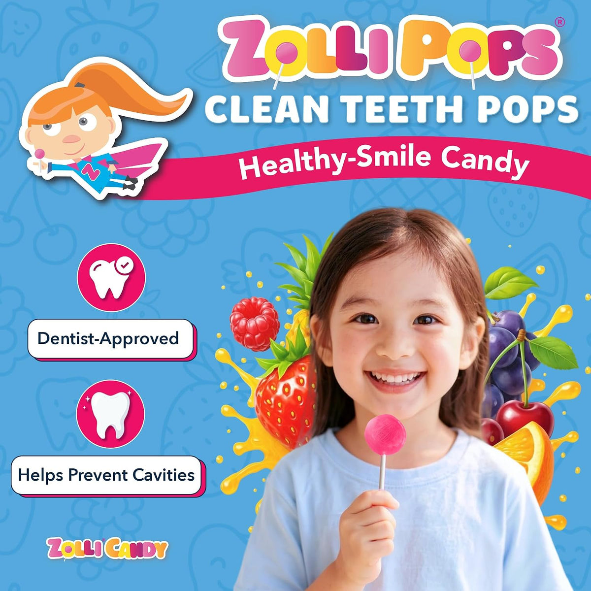 Zollipops sugar free lollipops assorted fruit flavors spread out
