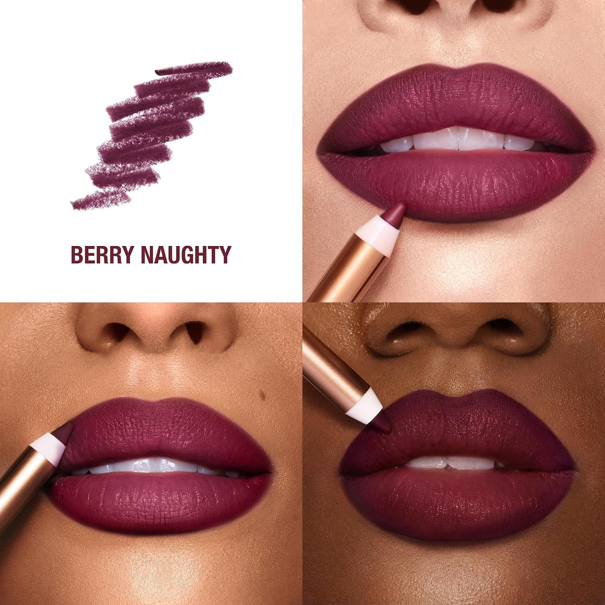 Charlotte Tilbury waterproof lip liner pencil showing the precise creamy tip