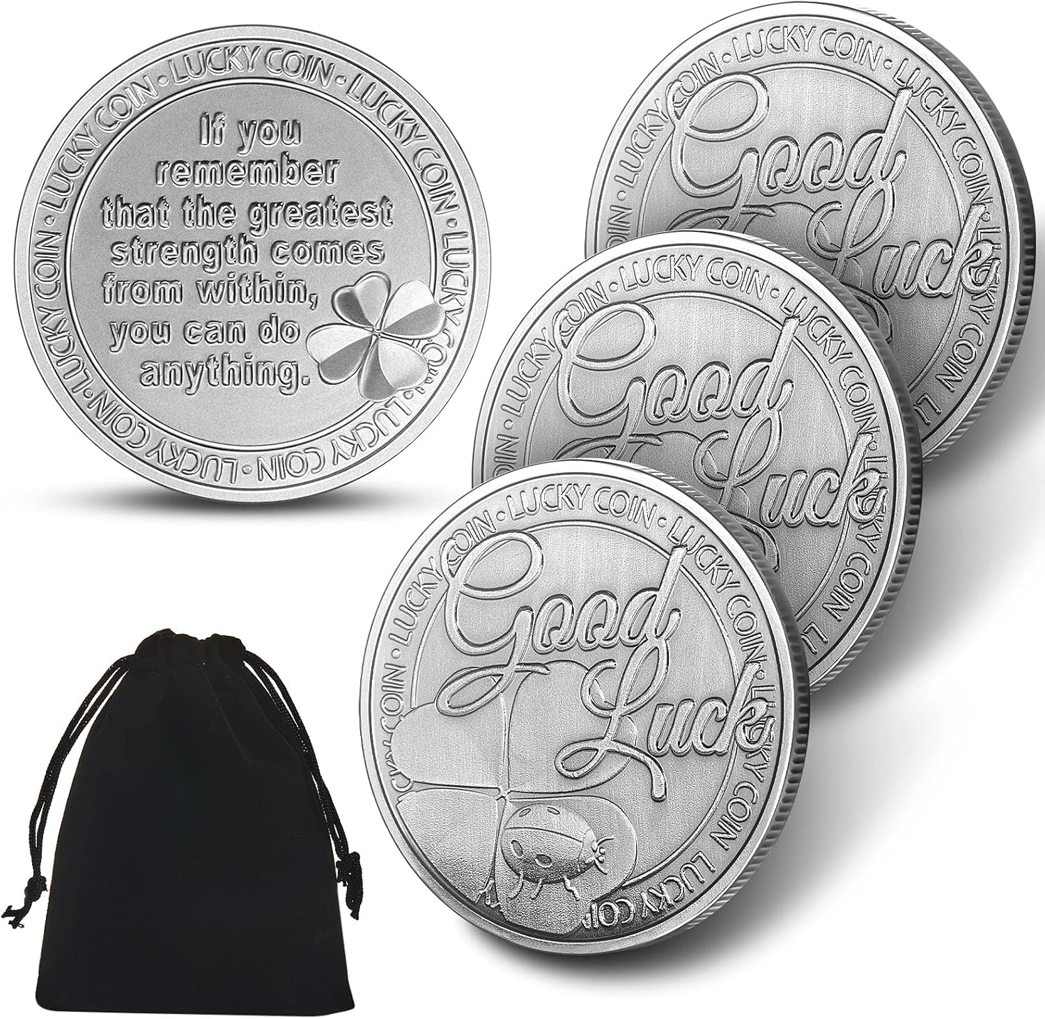 Hicarer Lucky Coins set featuring four-leaf clover design and silver finish