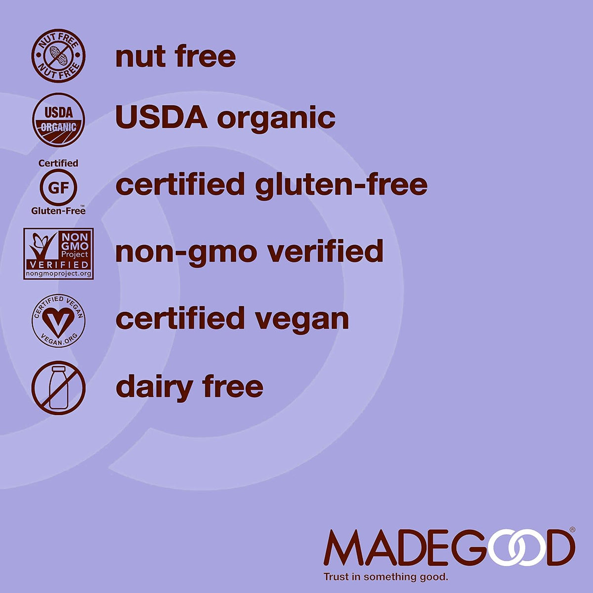 Nut-free logo on Made Good granola packaging