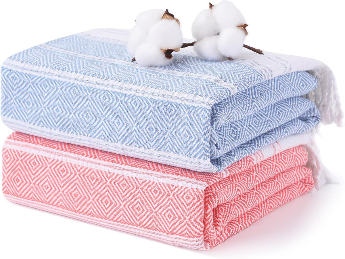 2 Packs Cotton Turkish Beach Towels Sand Free Quick Dry Oversized Bath Pool Swim Towel Large Extra Xl Big Blanket Adult Travel Essentials Cruise Accessories Must Haves Clearance Vacation Stuff - Image 15