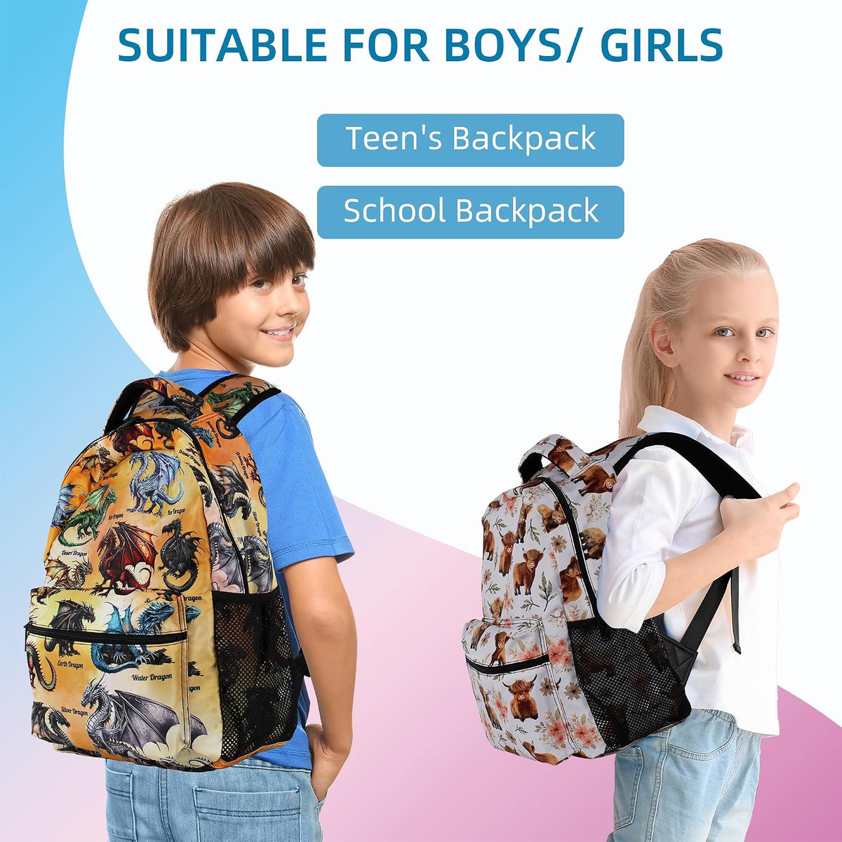 Catilo kids bookbag displayed in full lifestyle setting.