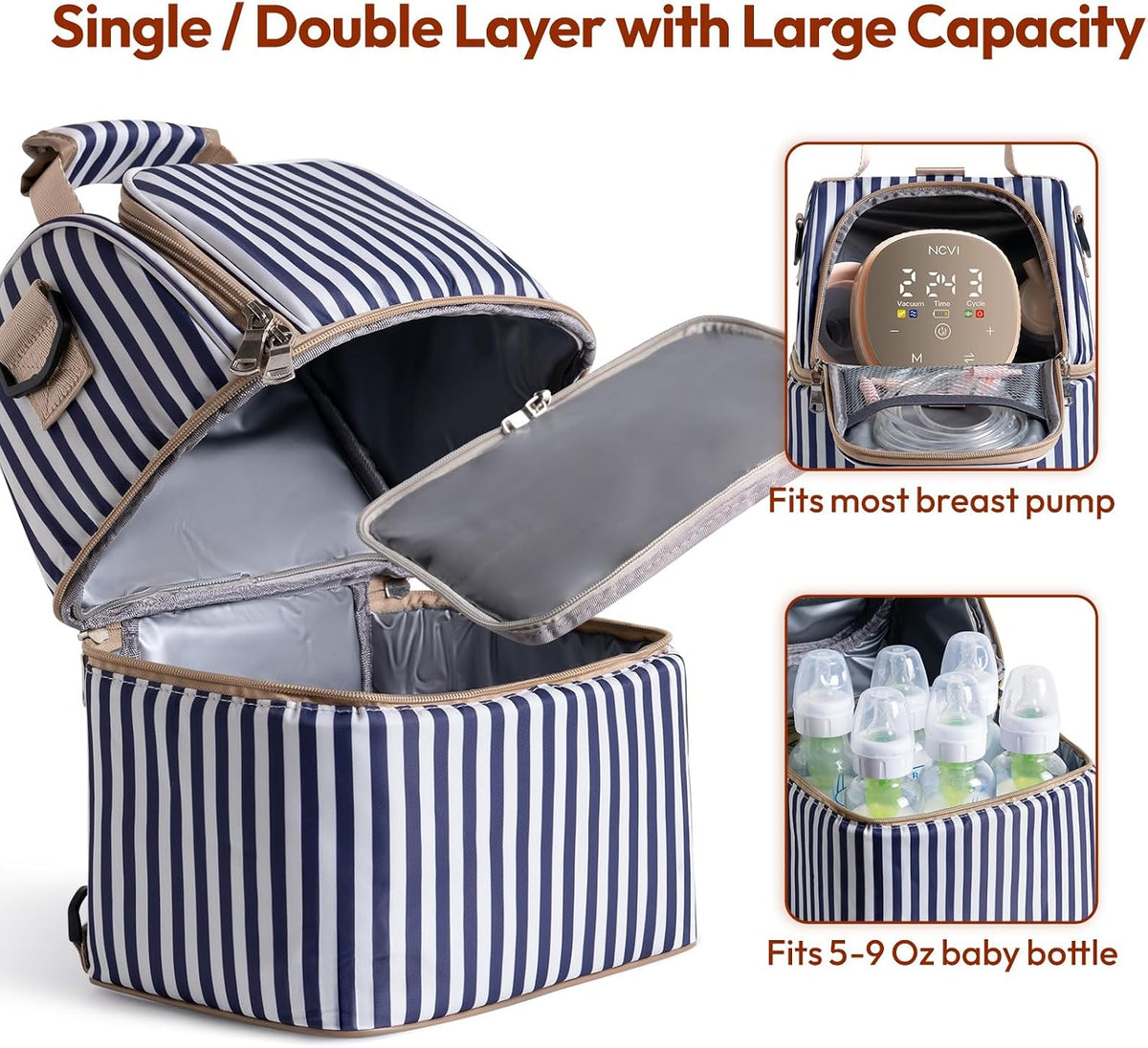 NCVI insulated bottle storage bag open compartment