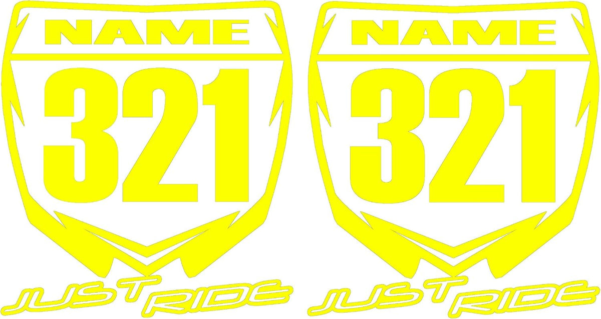 Just Ride Motocross Number Plate Replica Decal Stickers YZ custom name layout