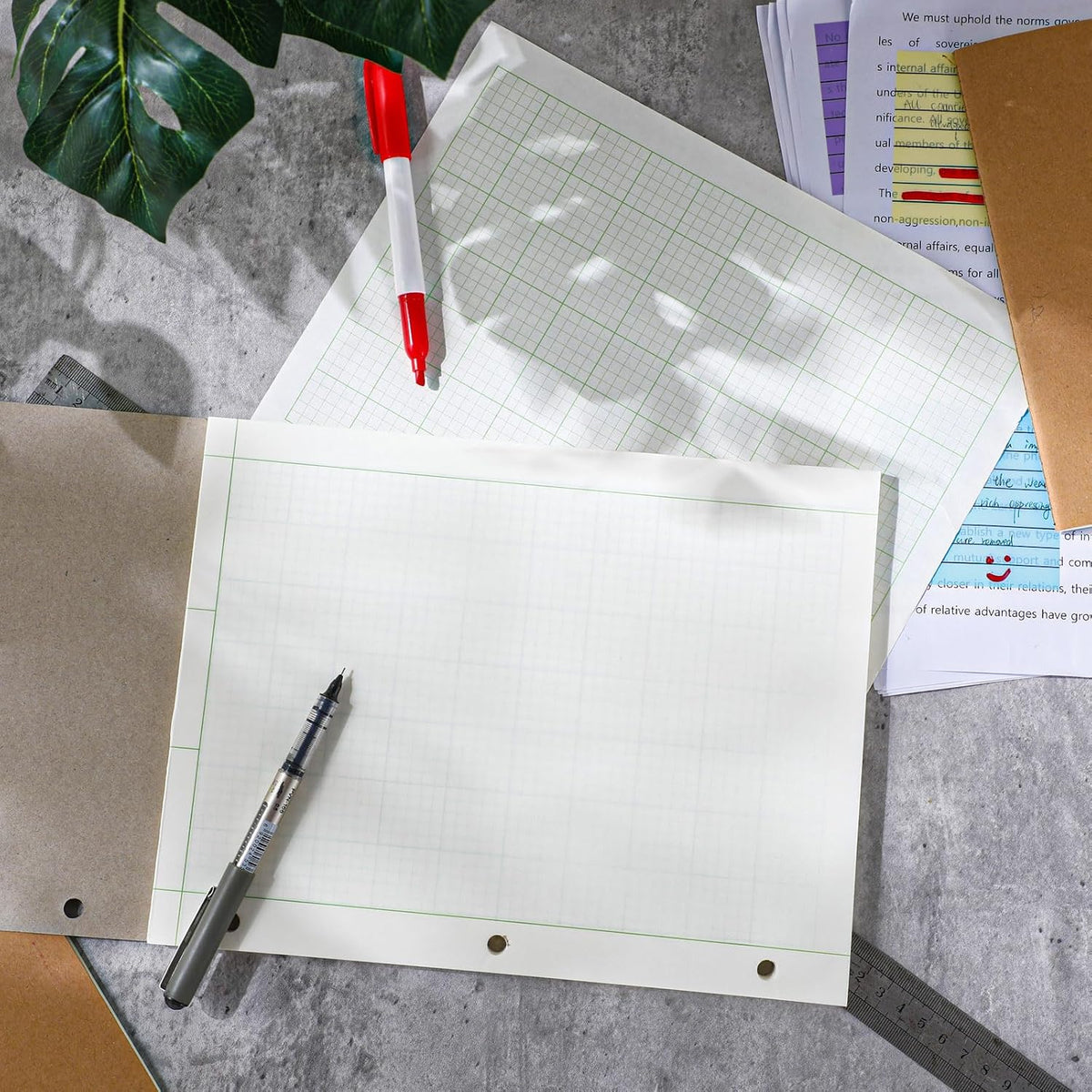 Zhanmai calculation pad sheet placed inside a standard binder