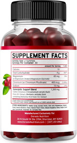 Close up of sugar-free gummy texture and supplement color