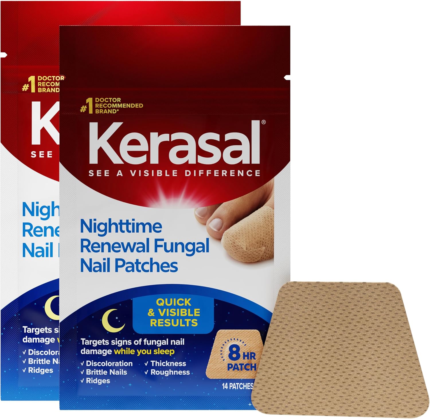 Kerasal Nighttime Nail Renewal Patches front packaging showing the twin pack