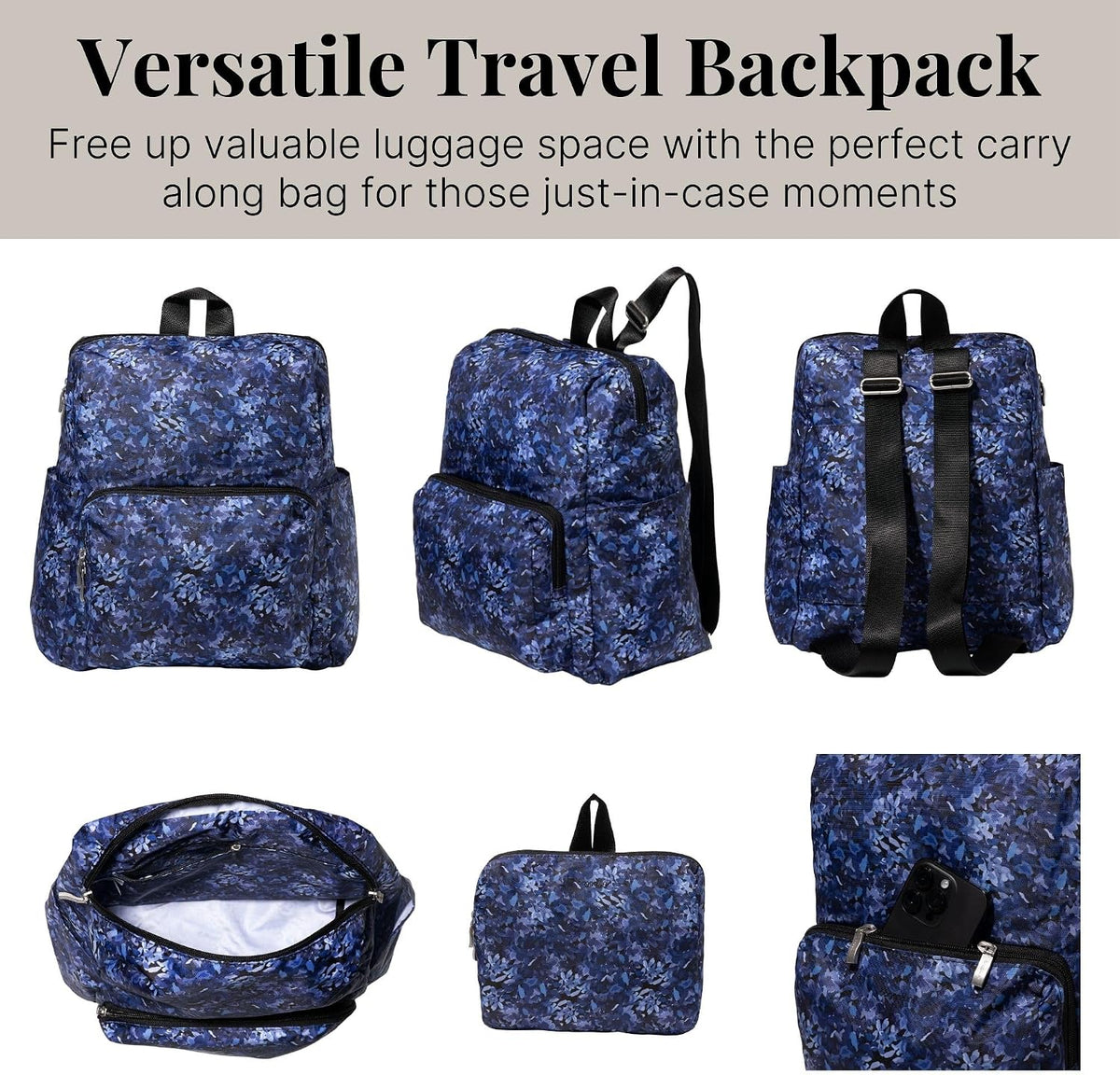 Baggallini Carryall Packable Backpack interior compartment