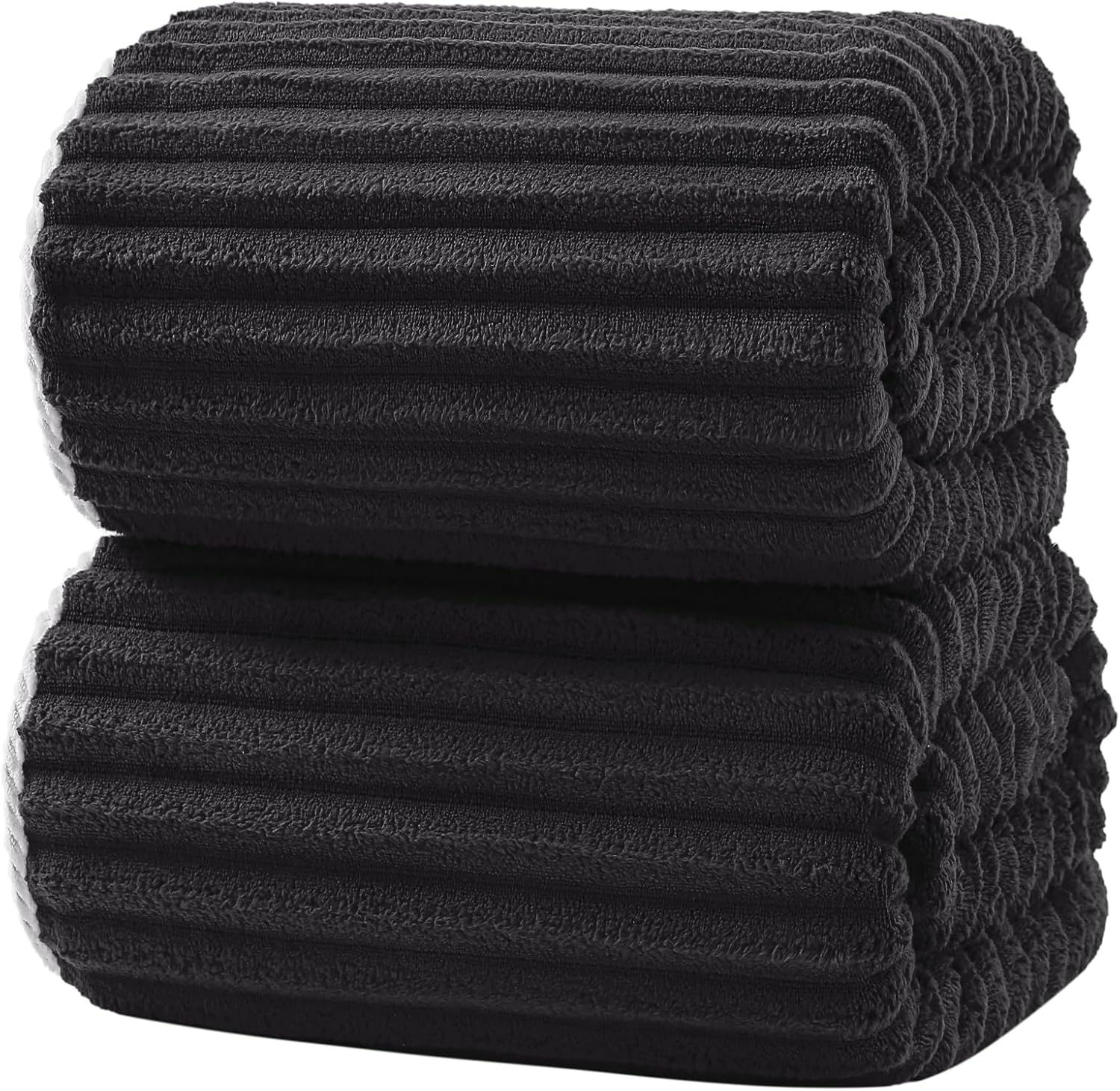 XIQ extra large striped bath sheets black front view