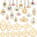 ZOCONE 20 Packs Mini Embroidery Hoops, Small Ring Tiny Embroidery Hoops with Keychain Earring Hooks Jump Rings, Round Wood Hoops for DIY Embroidery Necklace Jewelry Pendant and Keychain - Image 9