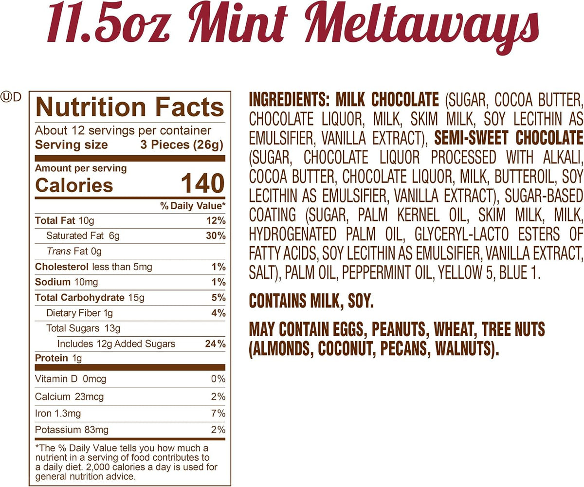 Bite sized mint meltaway candies displaying the smooth pastel coating option.