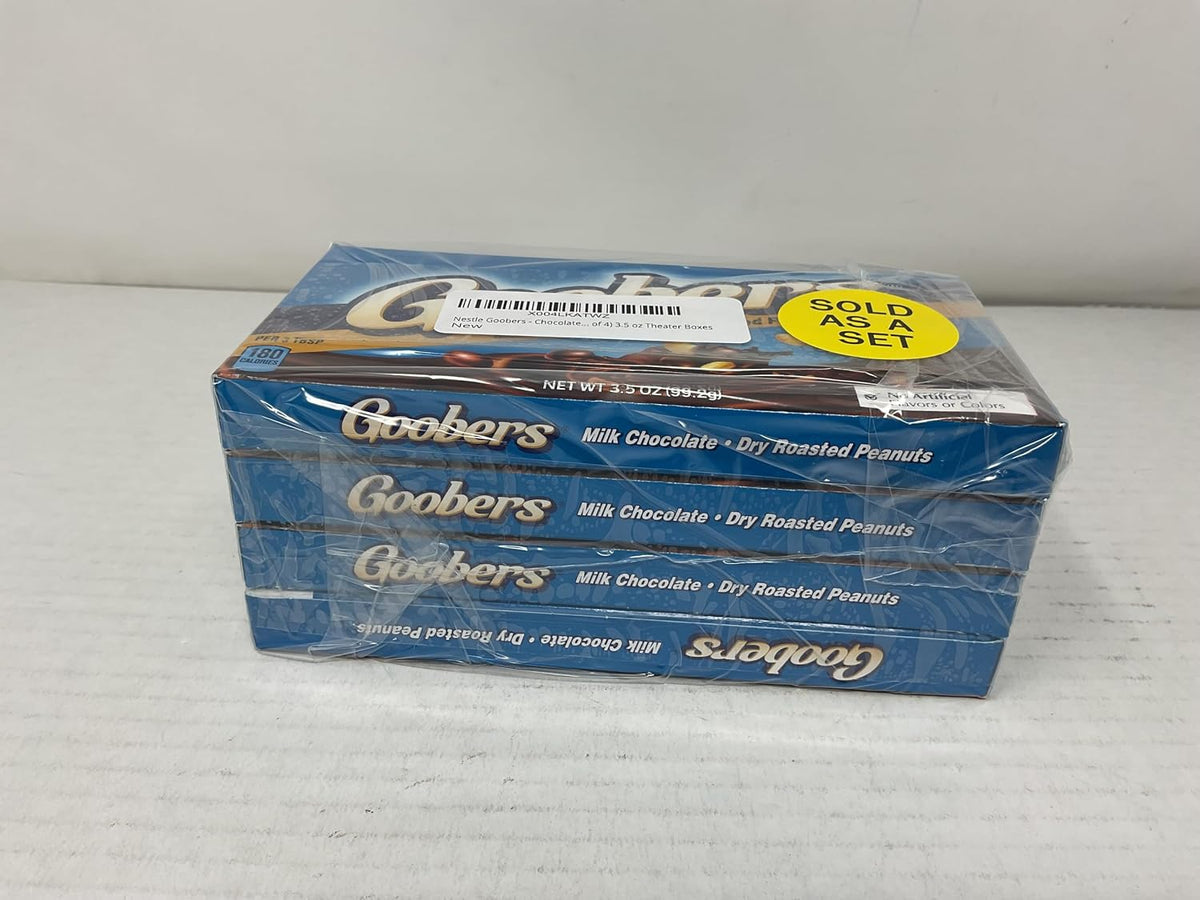 Side profile of Nestle Goobers candy boxes showing portion size