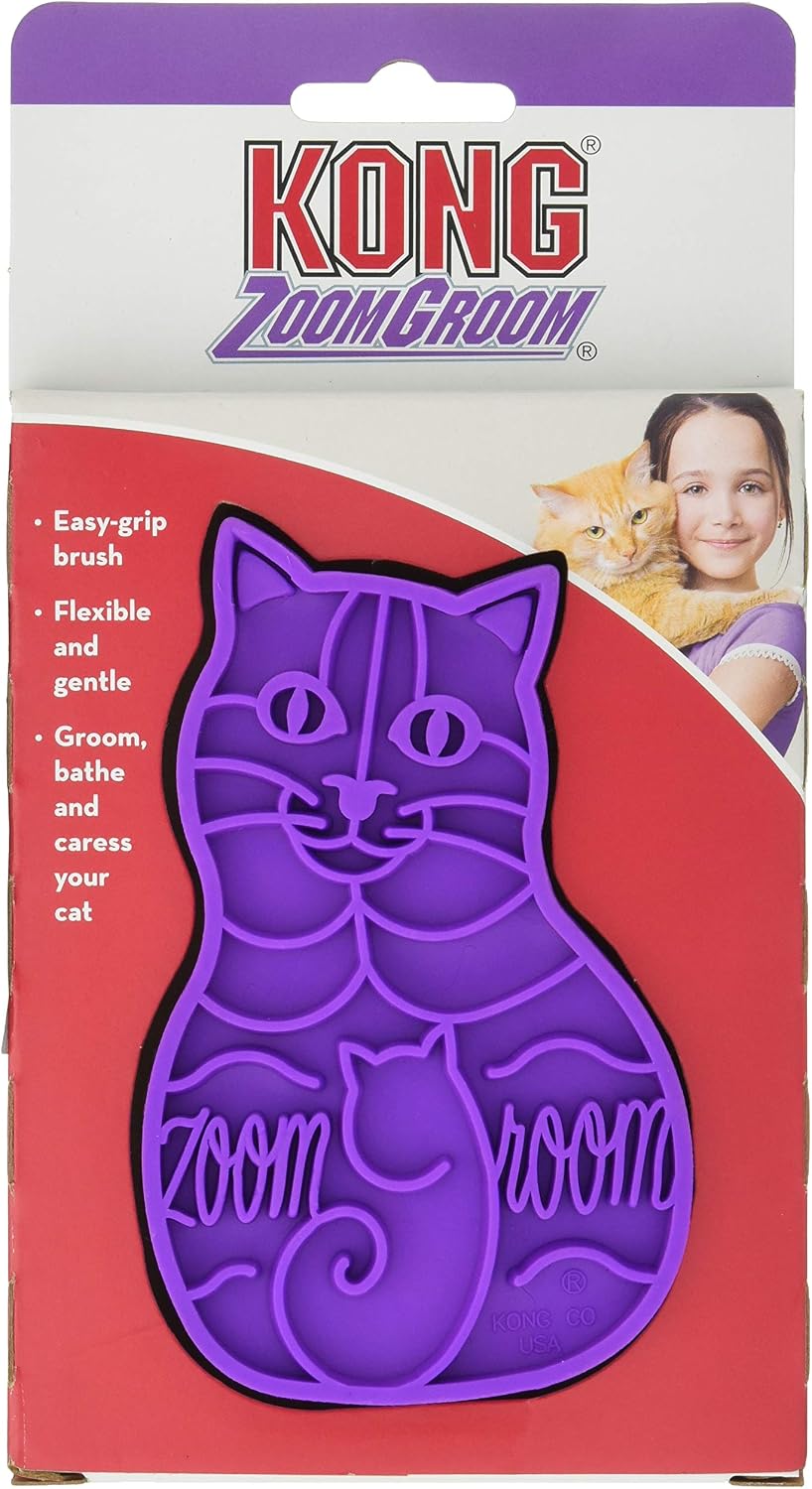 Close up view of the flexible TPE teeth on the KONG ZoomGroom cat massager