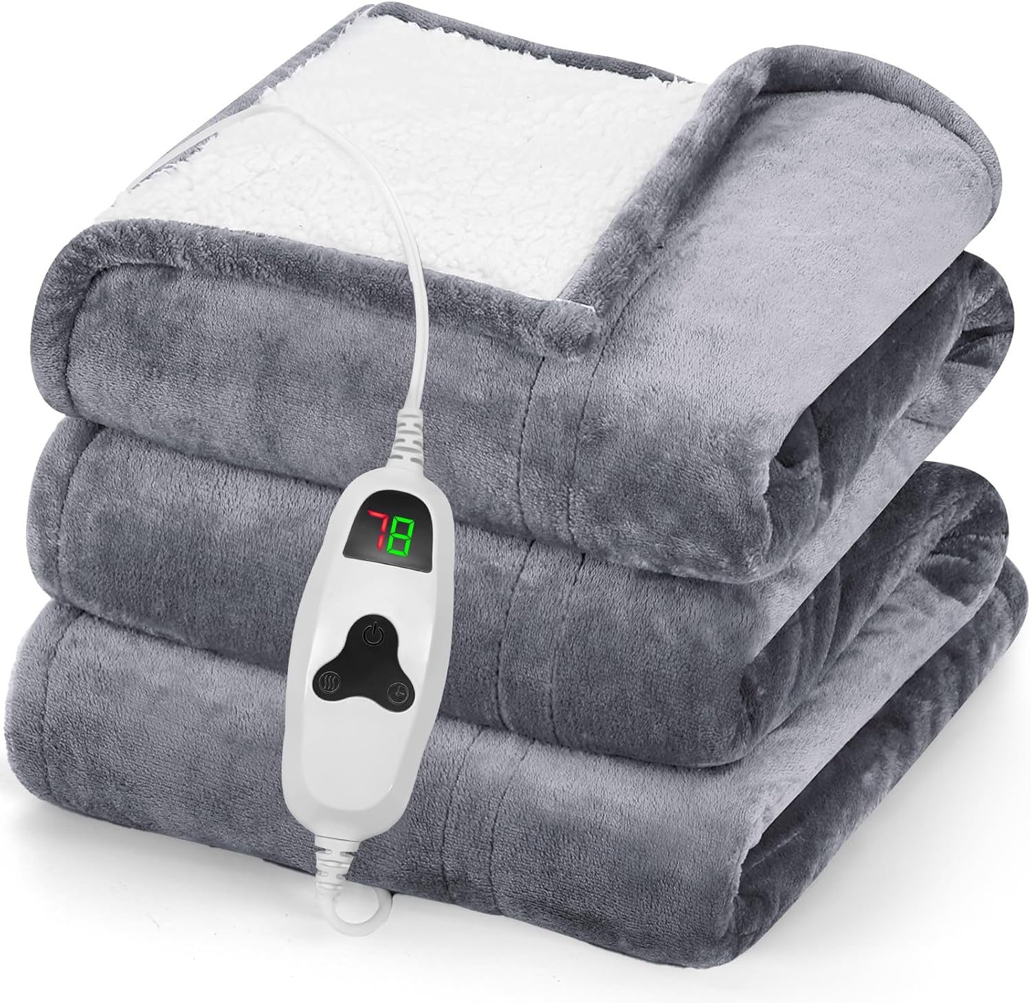 Greenoak heated blanket misty grey front view