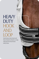 Adjustable hook and loop throat straps on horse mask