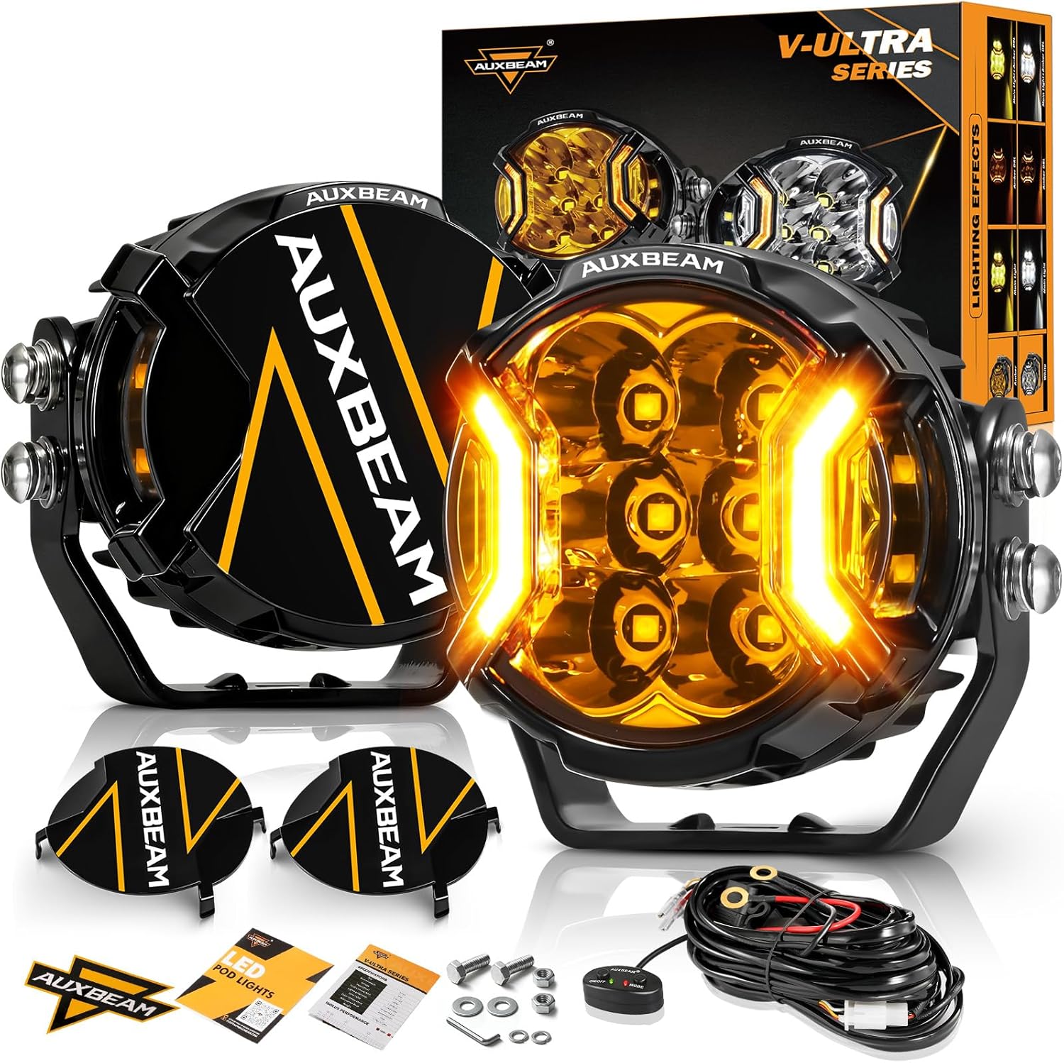 Auxbeam V-Ultra Series 3 Inch LED Round Pods front view