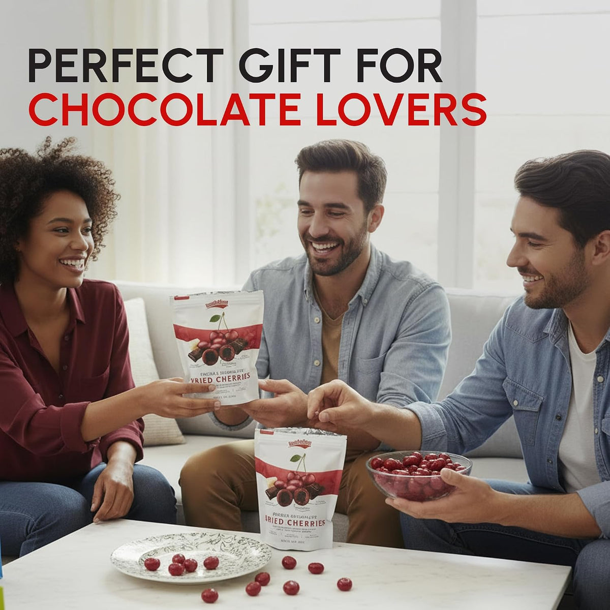 Snackathon Double Chocolate Covered Cherries, 18 OZ Resealable Bulk Bag, Tart Dried Red Cherries Coated in Creamy Milk Chocolate & White Chocolate, Indulgent for Snacking & Gifting - Image 6