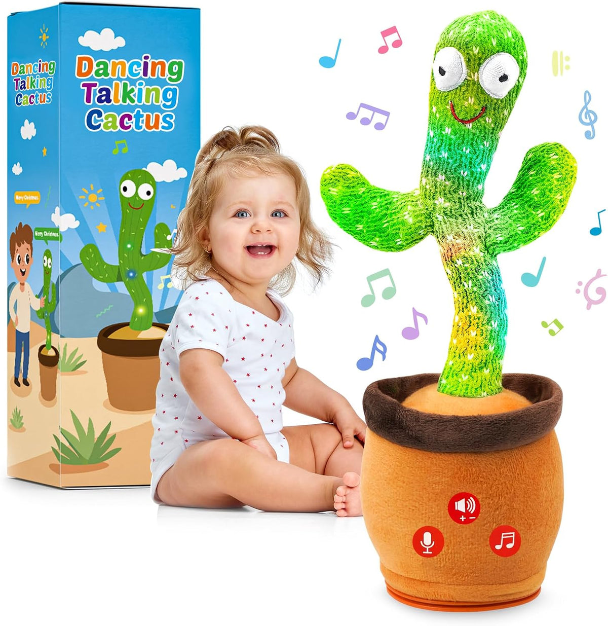 Qularlans dancing talking cactus toy front view