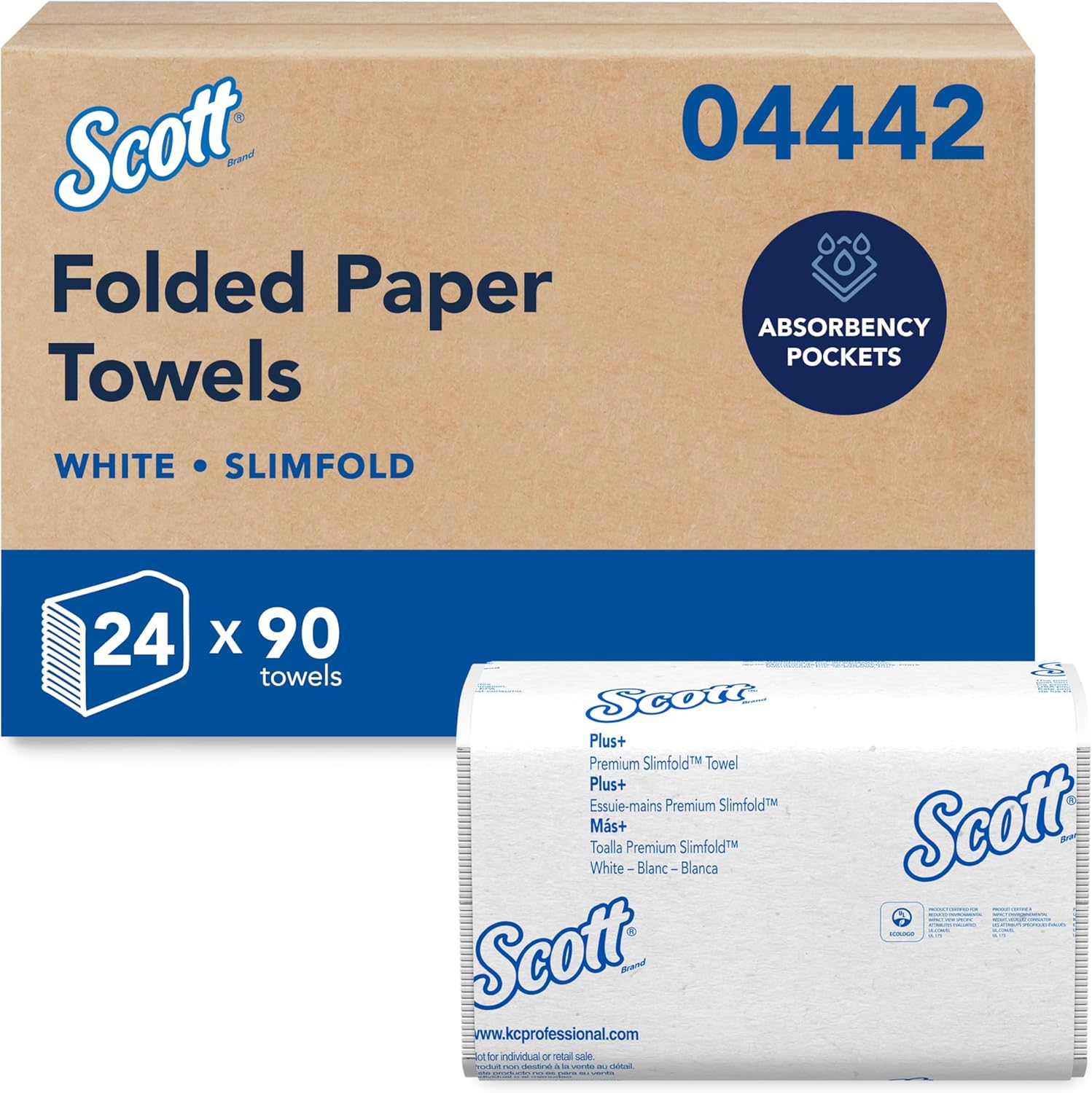 Scott Professional Pro Slimfold Folded Paper Towels, Bulk (04442), Absorbency Pockets, White, for Compatible Kimberly-Clark Professional Dispensers (24 Packs of 90 Sheets, 2,160 Sheet Total) - Image 1