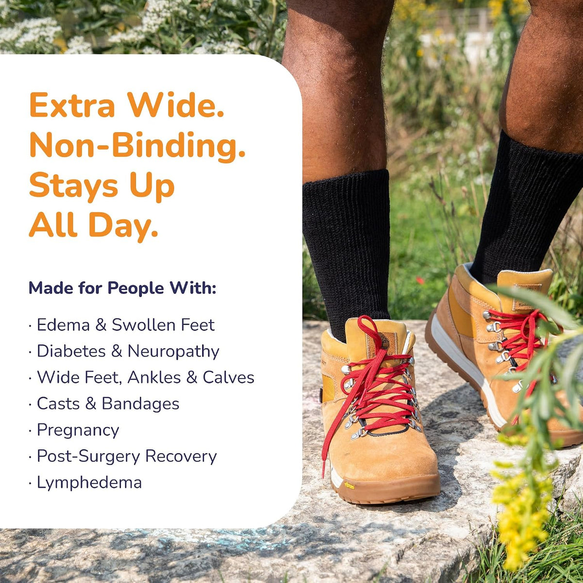 Extra-Wide Sock Company extra wide athletic crew socks side angle