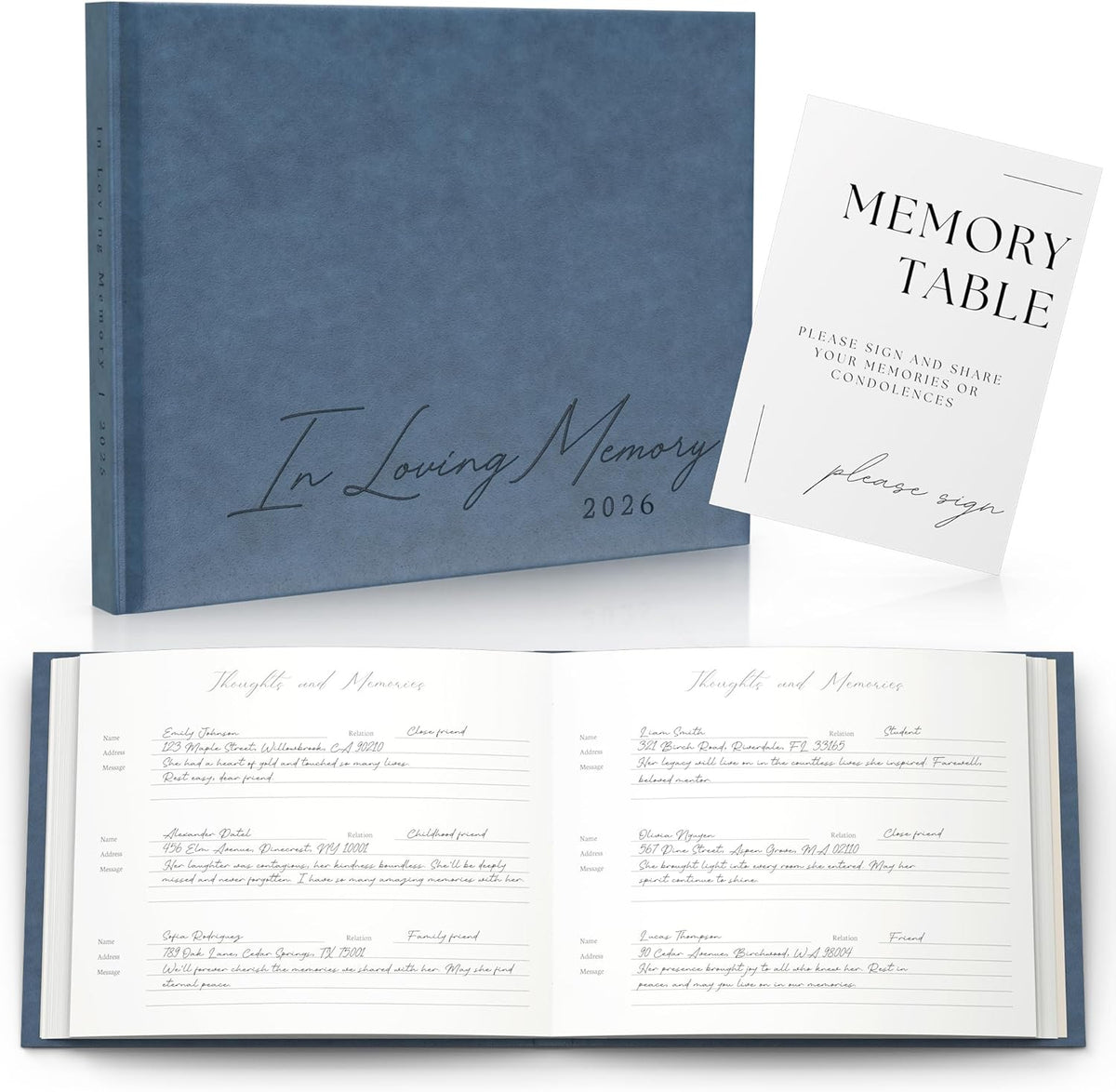 Paige McRae Home and Decor leather funeral guest book front view