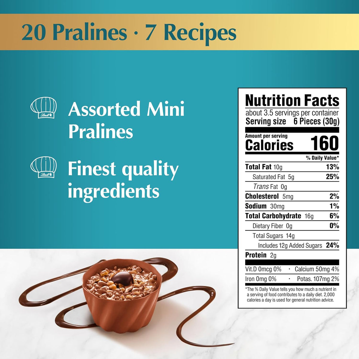 Lindt imported miniature chocolates in milk and dark varieties with hazelnut and caramel fillings