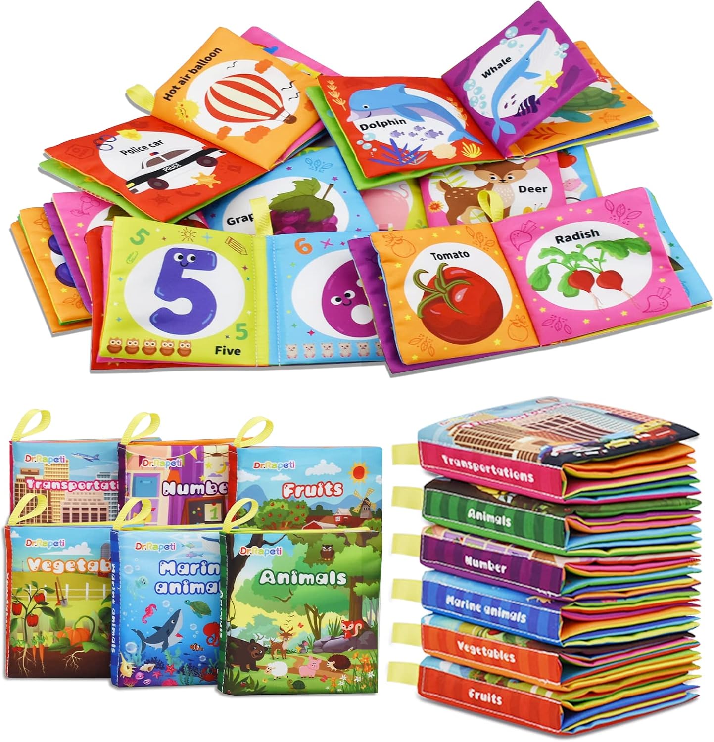 Dr. Rapeti 6-pack soft cloth books collection front view