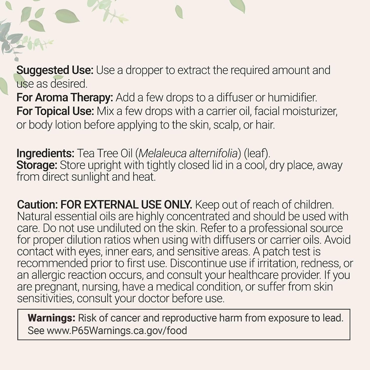 Micro Ingredients tea tree essential oil dropper bottle close up