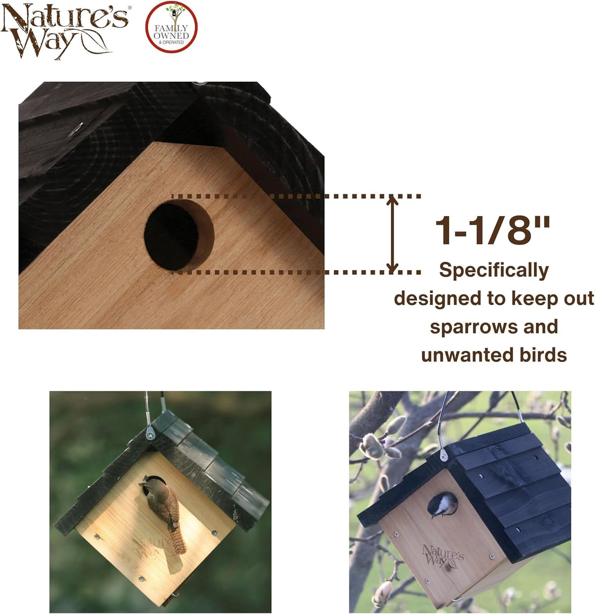 Natures Way Cedar Wren House hanging cable attachment