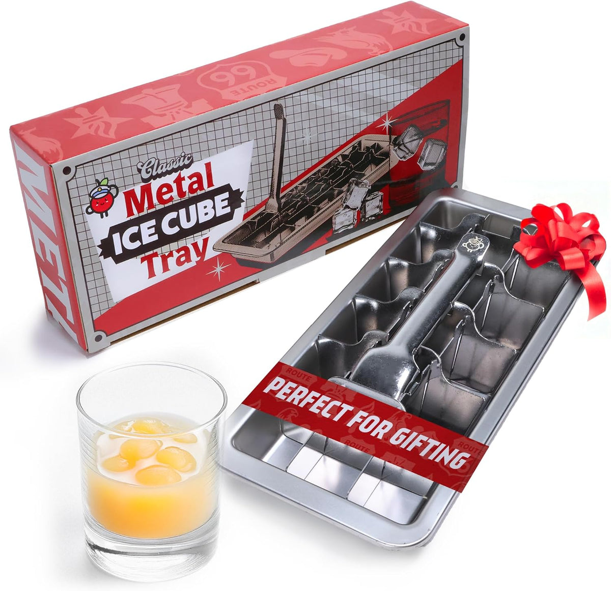 Captain Cranberry metal stainless steel ice cube tray front view vintage retro design