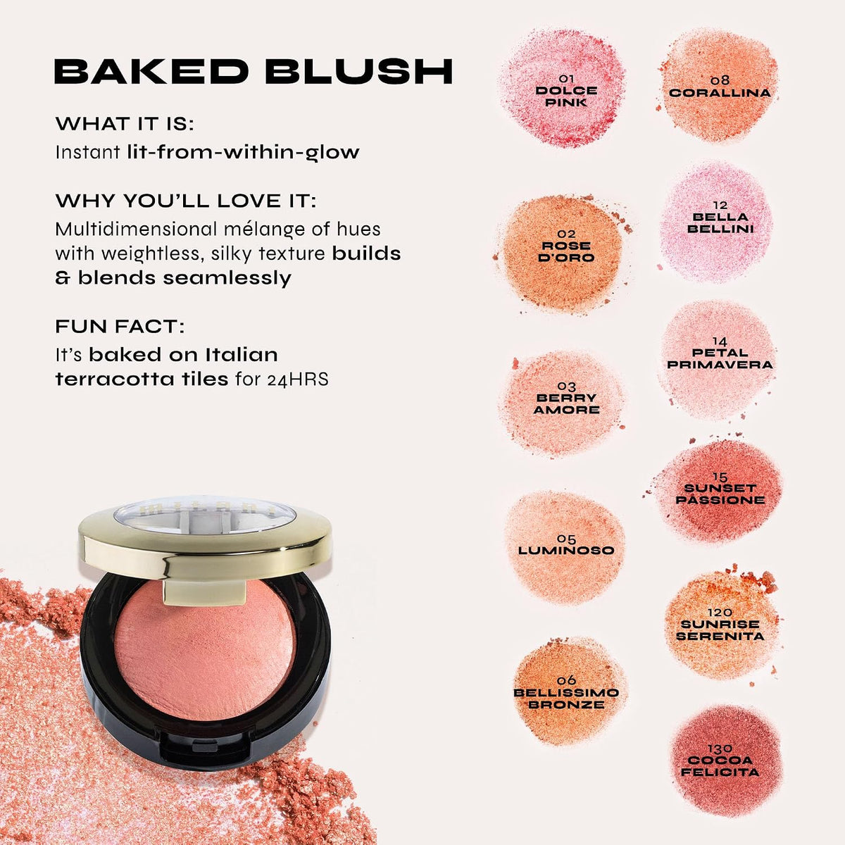 Milani Baked Blush, Powder Blush for Cheeks, Cruelty Free Makeup - Shape, Contour & Highlight Face for a Shimmery or Matte Finish -Luminoso - Image 6