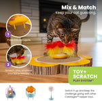 Catstages Daisy Scratch and Spinning Catnip Toy Bundle lifestyle view for indoor cats