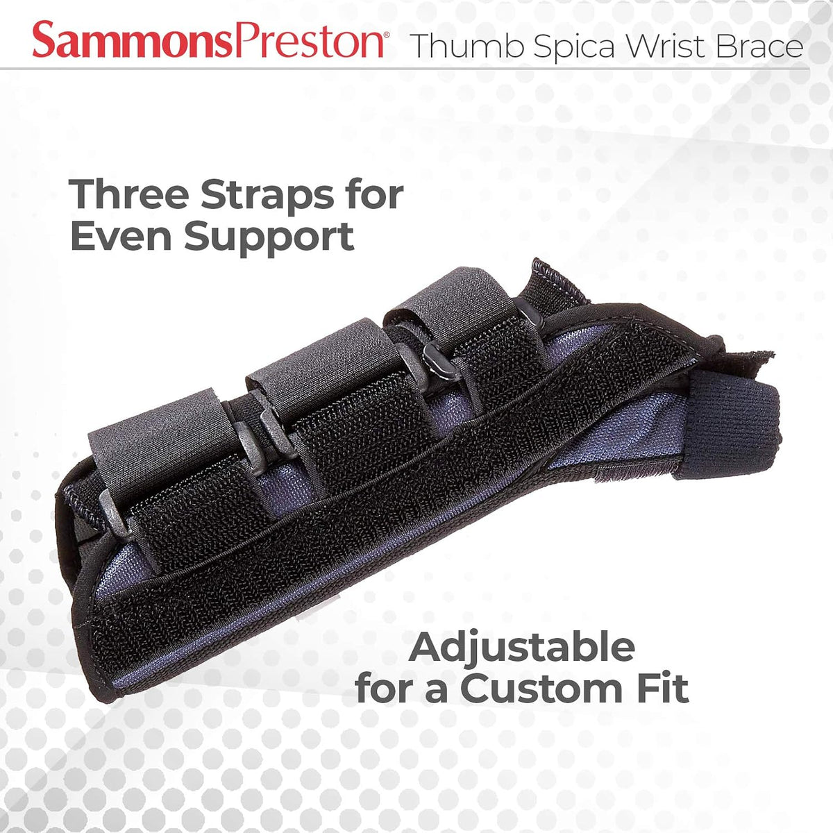 Sammons Preston thumb spica support packaging and complete unit