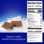 Premium smooth milk chocolate bar broken into portioned squares